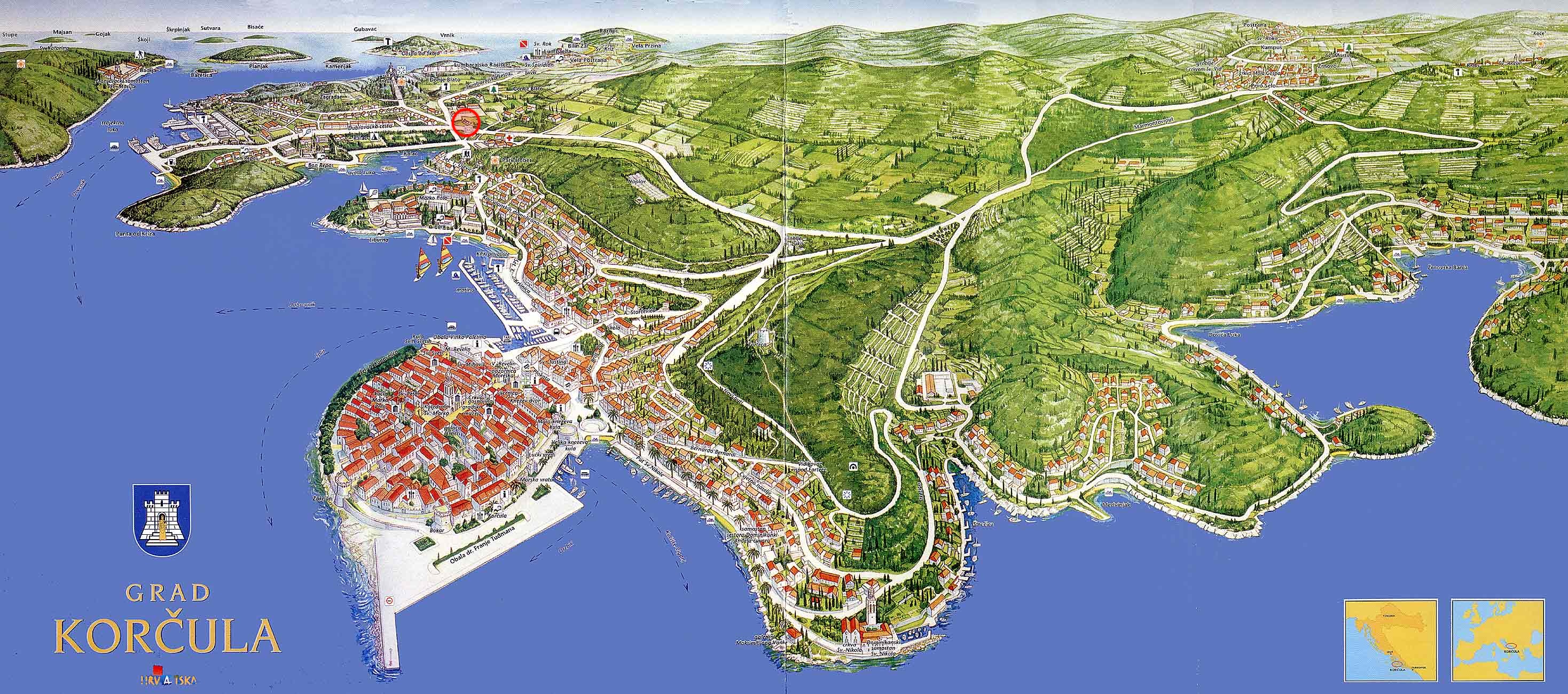 3D map of Korčula